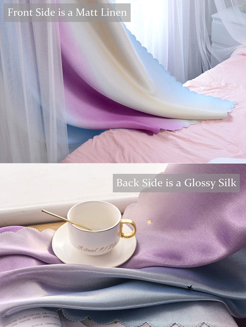 Yancorp Curtains for Girls Bedroom Kids Room Curtain Colorful Window Nursery Curtain 96 inches Length Room Darkening Grommet 2 Layers (Pink Blue, W52 X L96) - Image 4